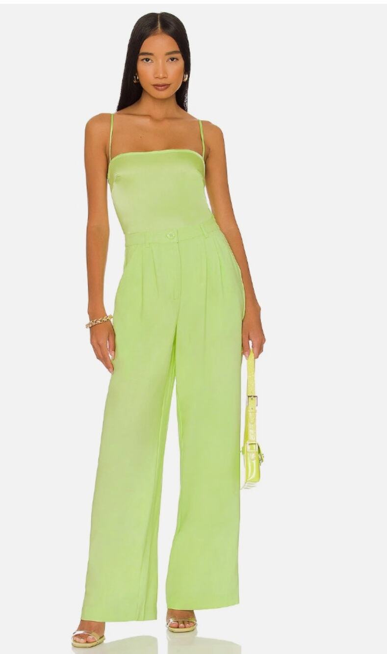 We Wore What Strappy Bodysuit Neon Lime Green Small